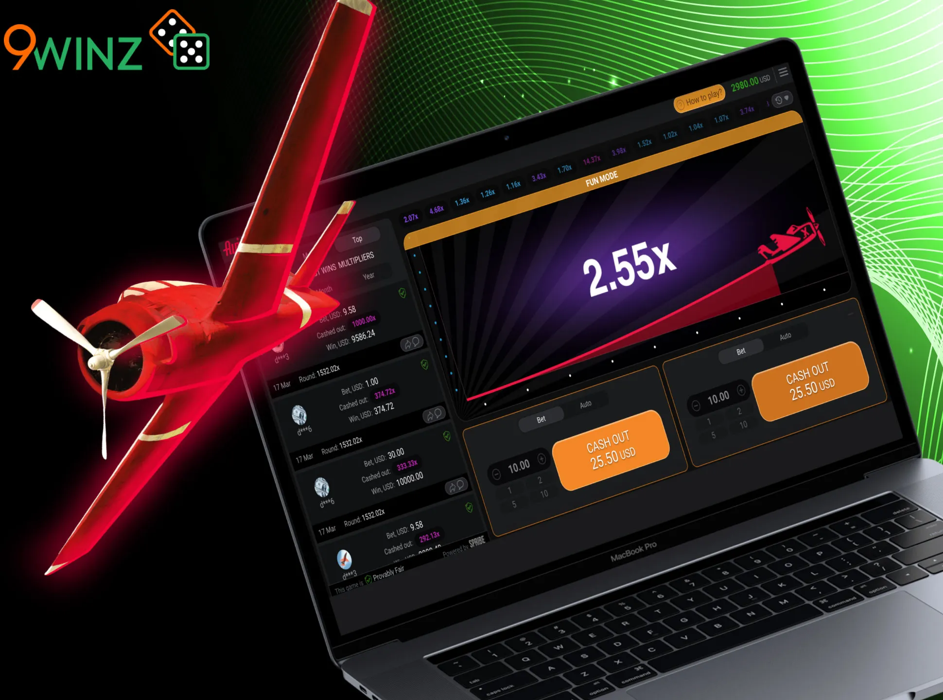 Play Aviator on 9winz to have lucrative bonuses and exciting experience.