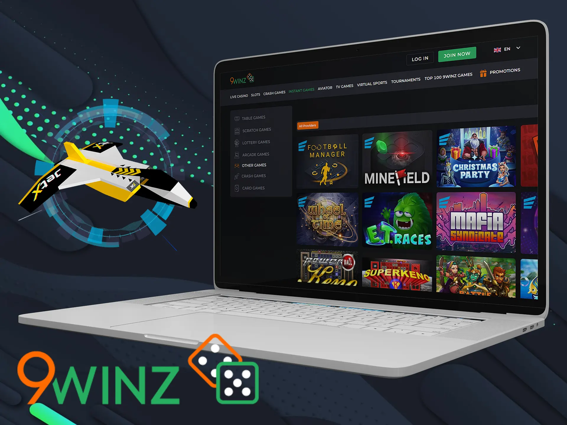 Play 9winz instant games of the preferred type.