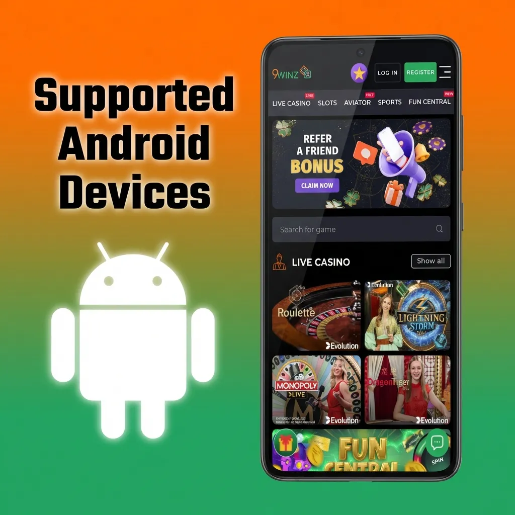 List of compatible Android devices including Samsung Galaxy, OnePlus, Xiaomi, Realme, Oppo, Vivo, Google Pixel, and Motorola models