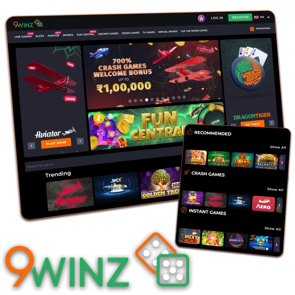 Register at the official 9Winz website to play the best online casino games in India.