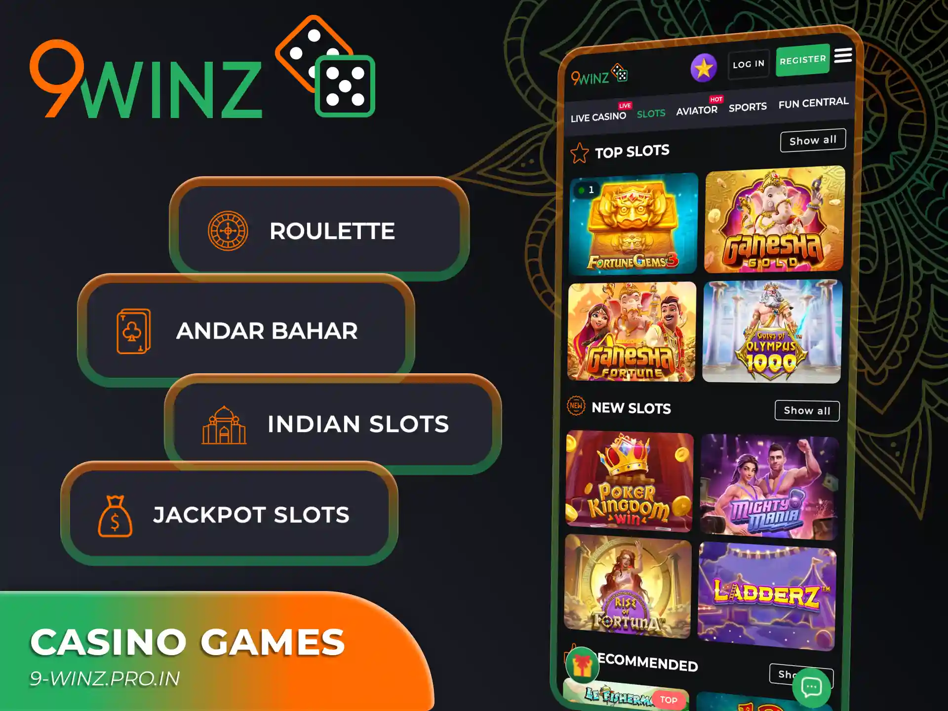 Play casino games instantly from your mobile using 9winz app.