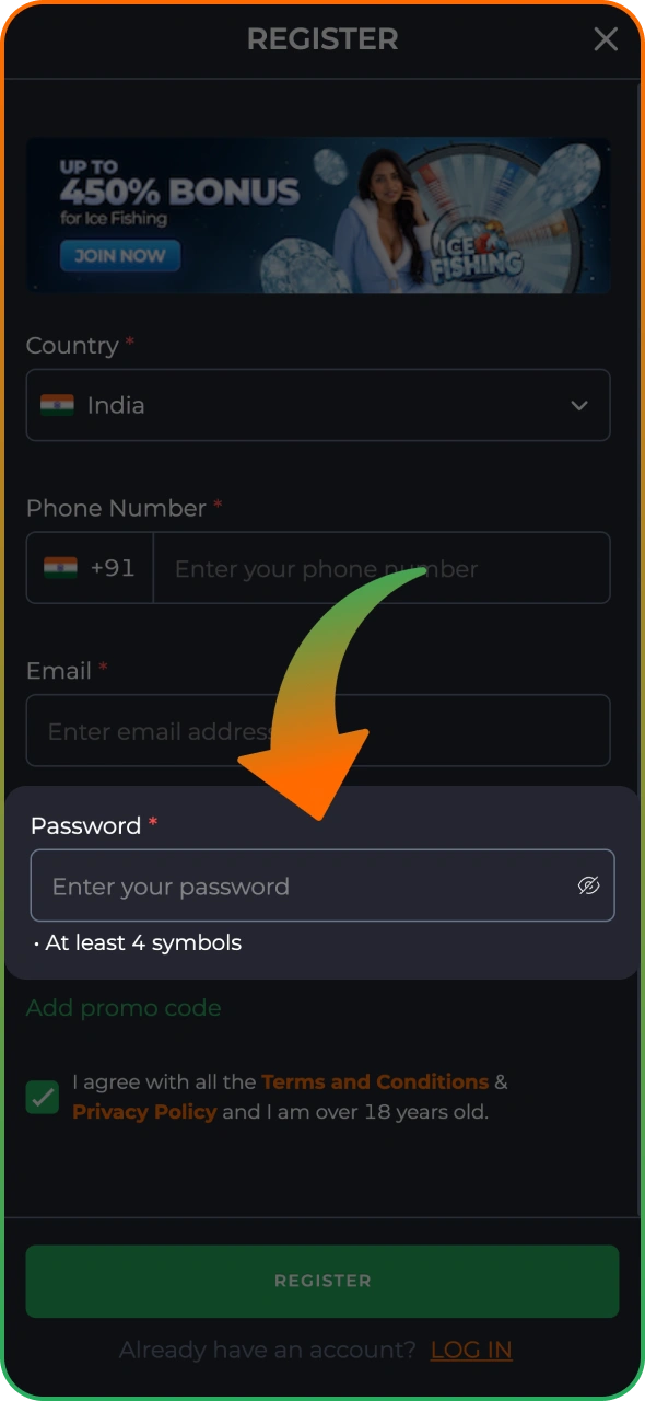 Create a strong password to secure your 9winz account.