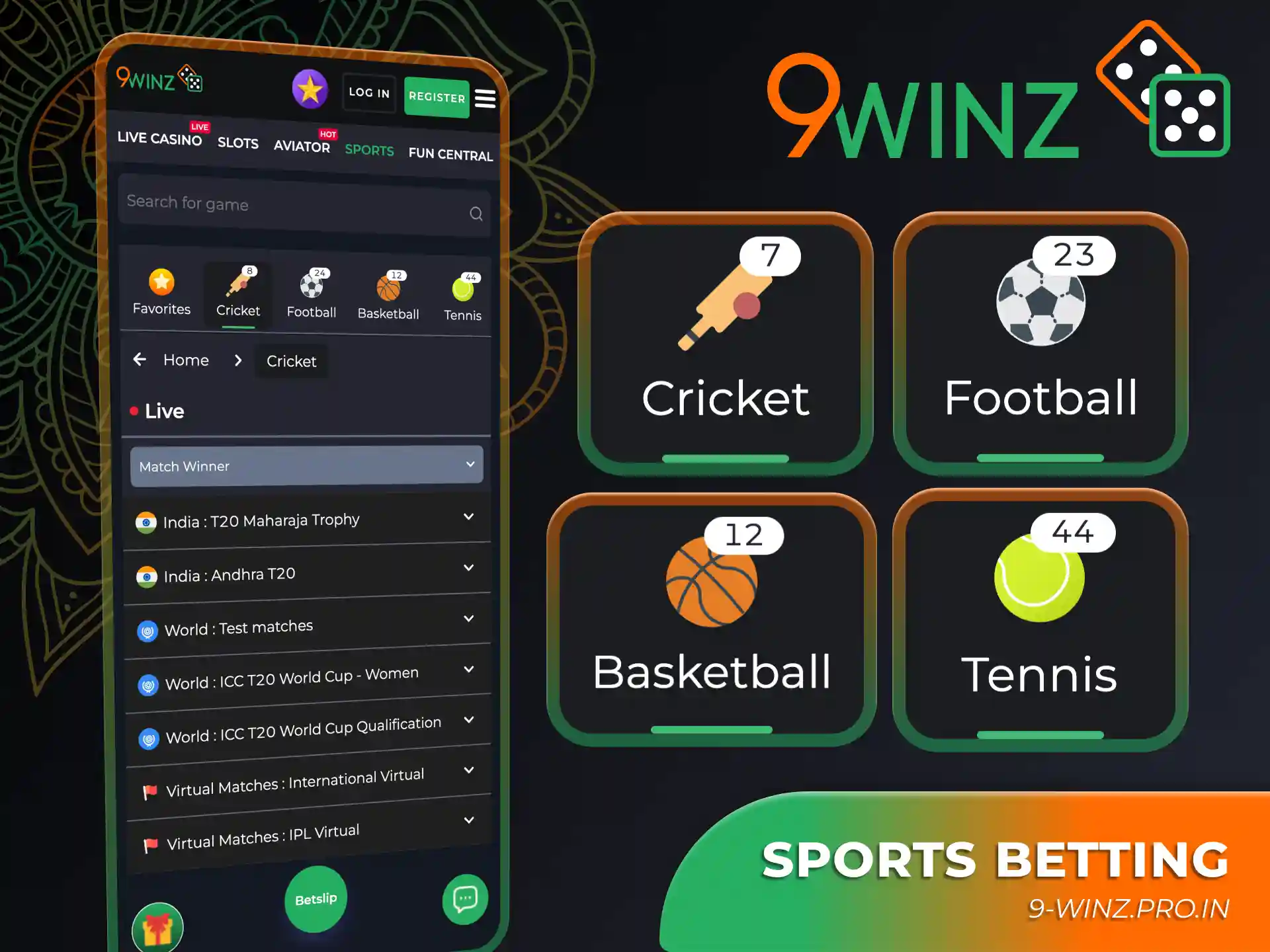 9winz app offers you a wide range of sports betting options.