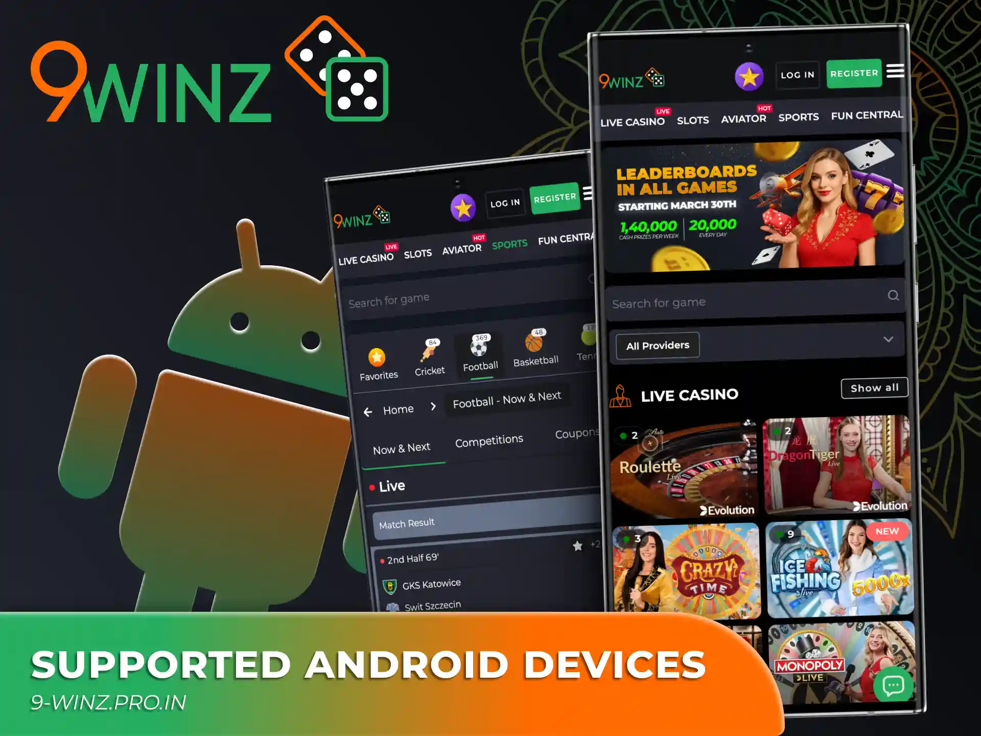 9winz app can be used on various Android devices.