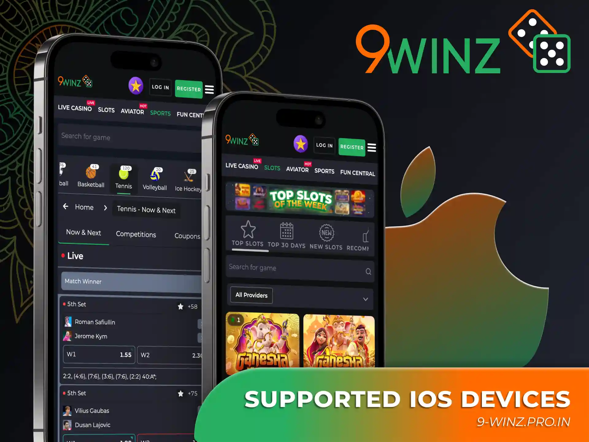 You can use 9winz application from various iOS devices.
