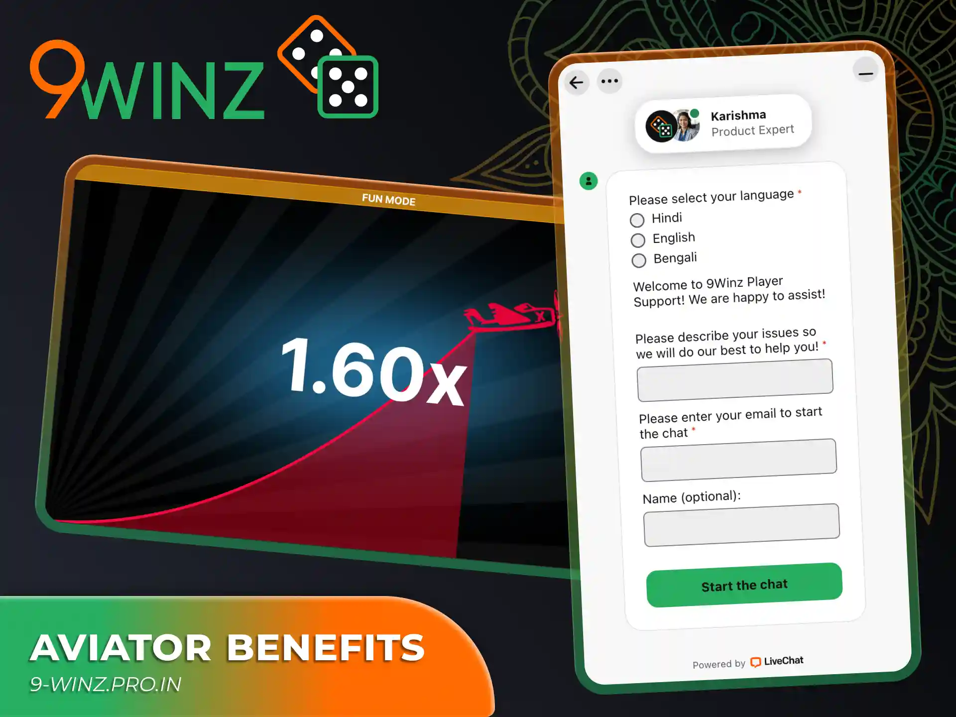 Start playing Aviator game at 9winz platform and get benefits.