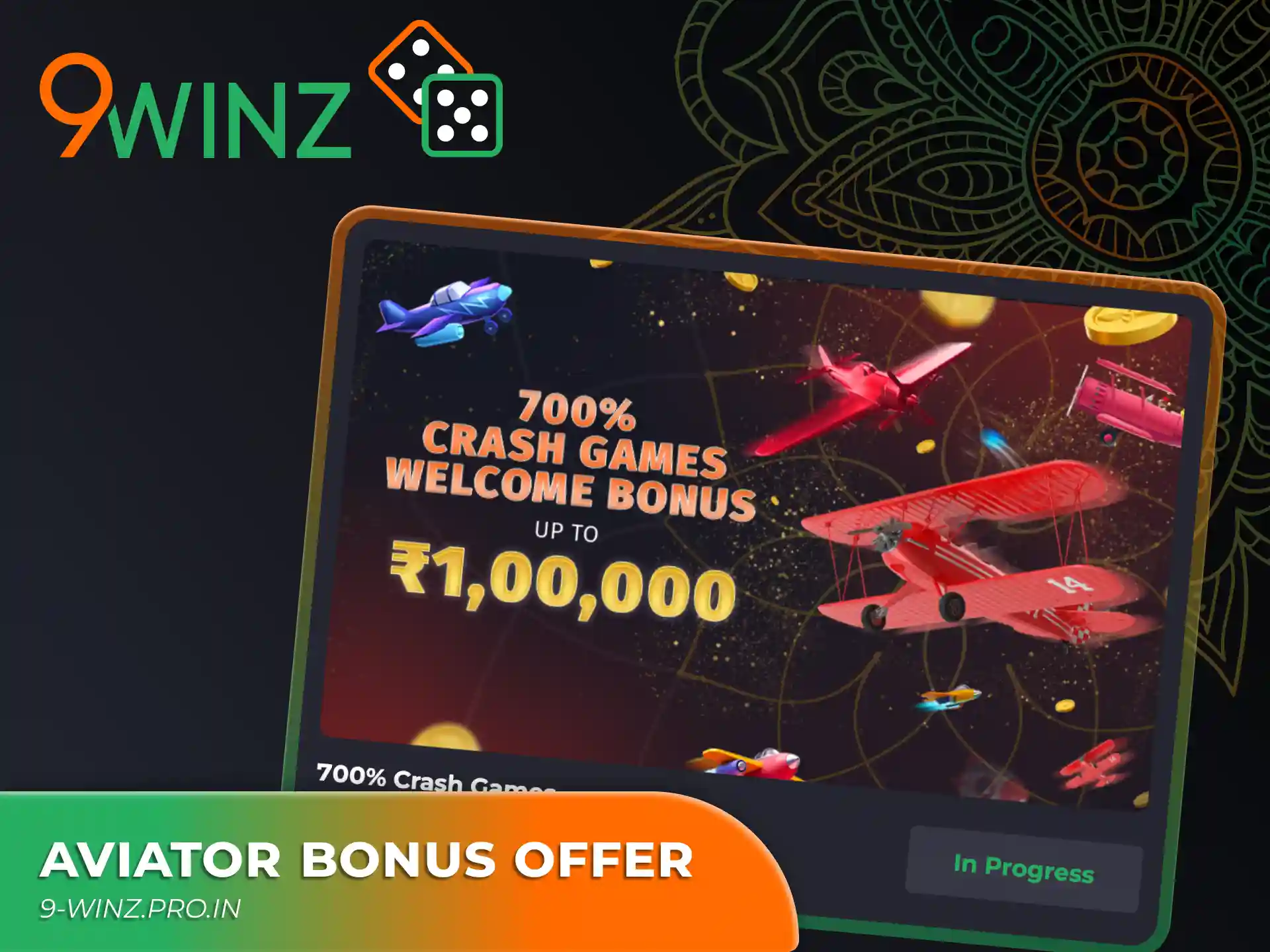 Take advantage of 9winz generous bonus offer for Aviator game.