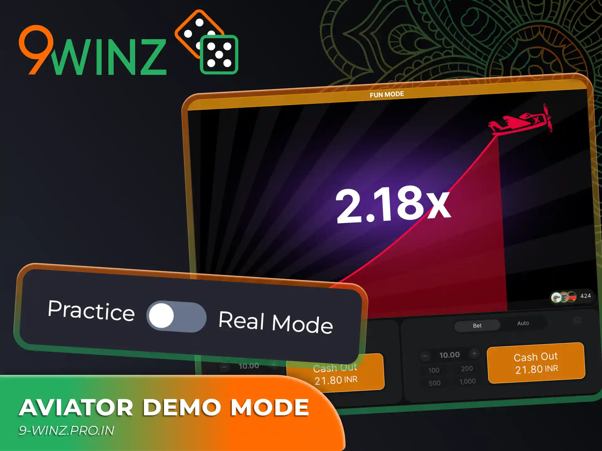 Practice your 9winz Aviator game experience using a demo mode.