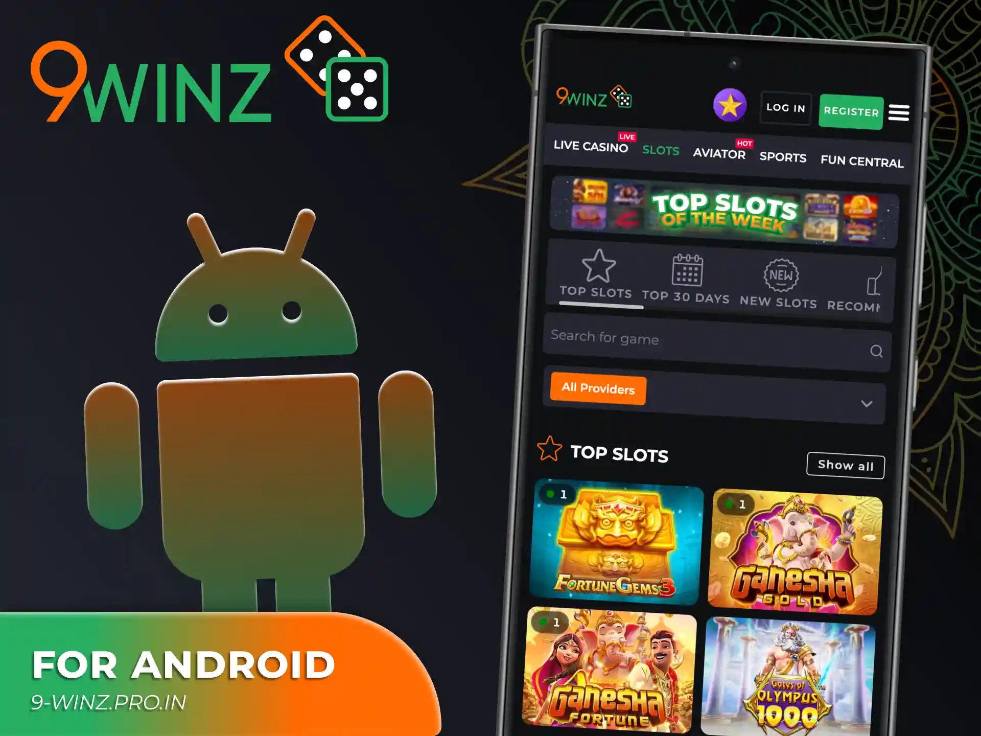 Follow the guide to download 9winz app for Android device.