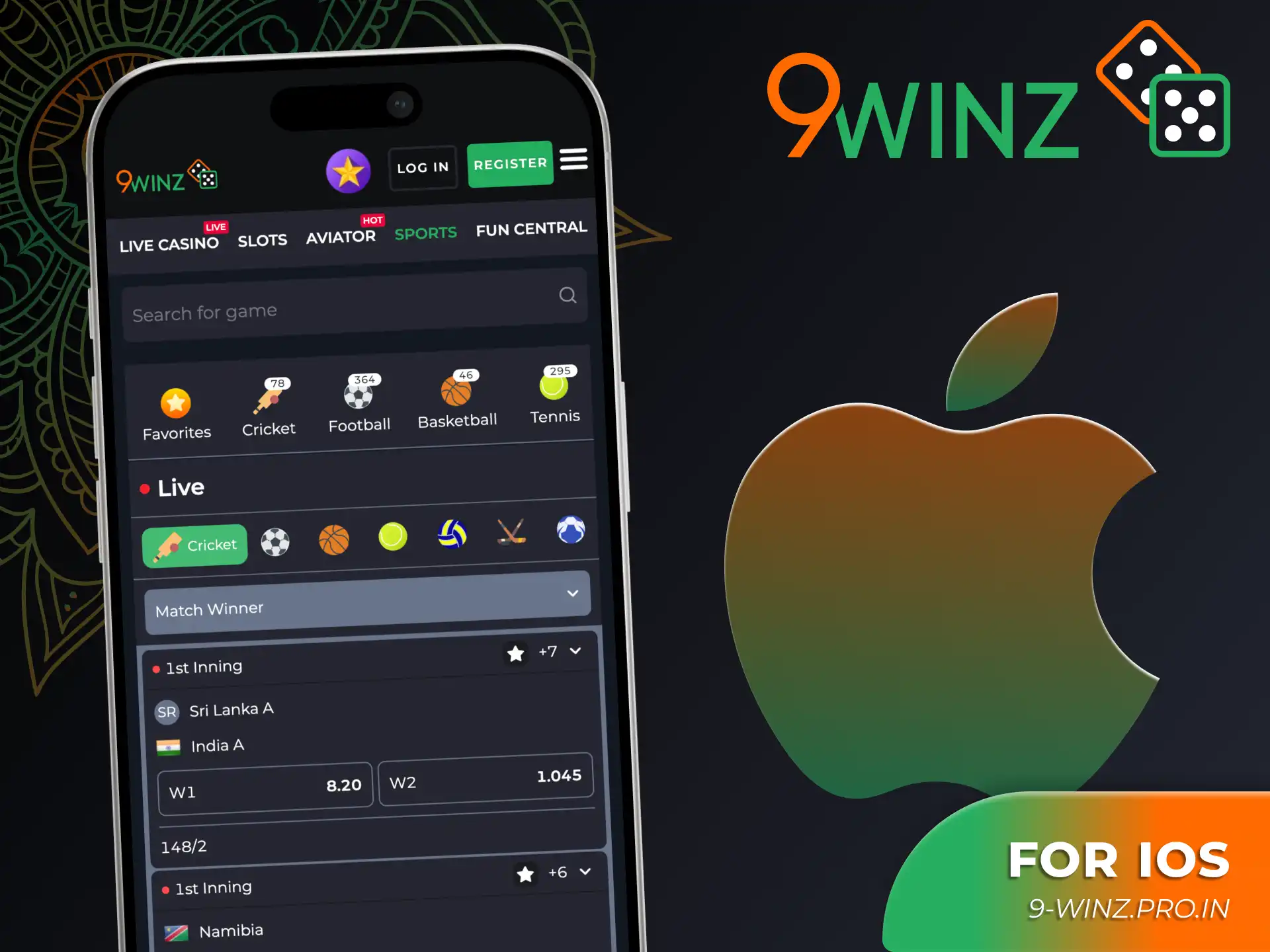 Install 9winz app for your iOS device for free.