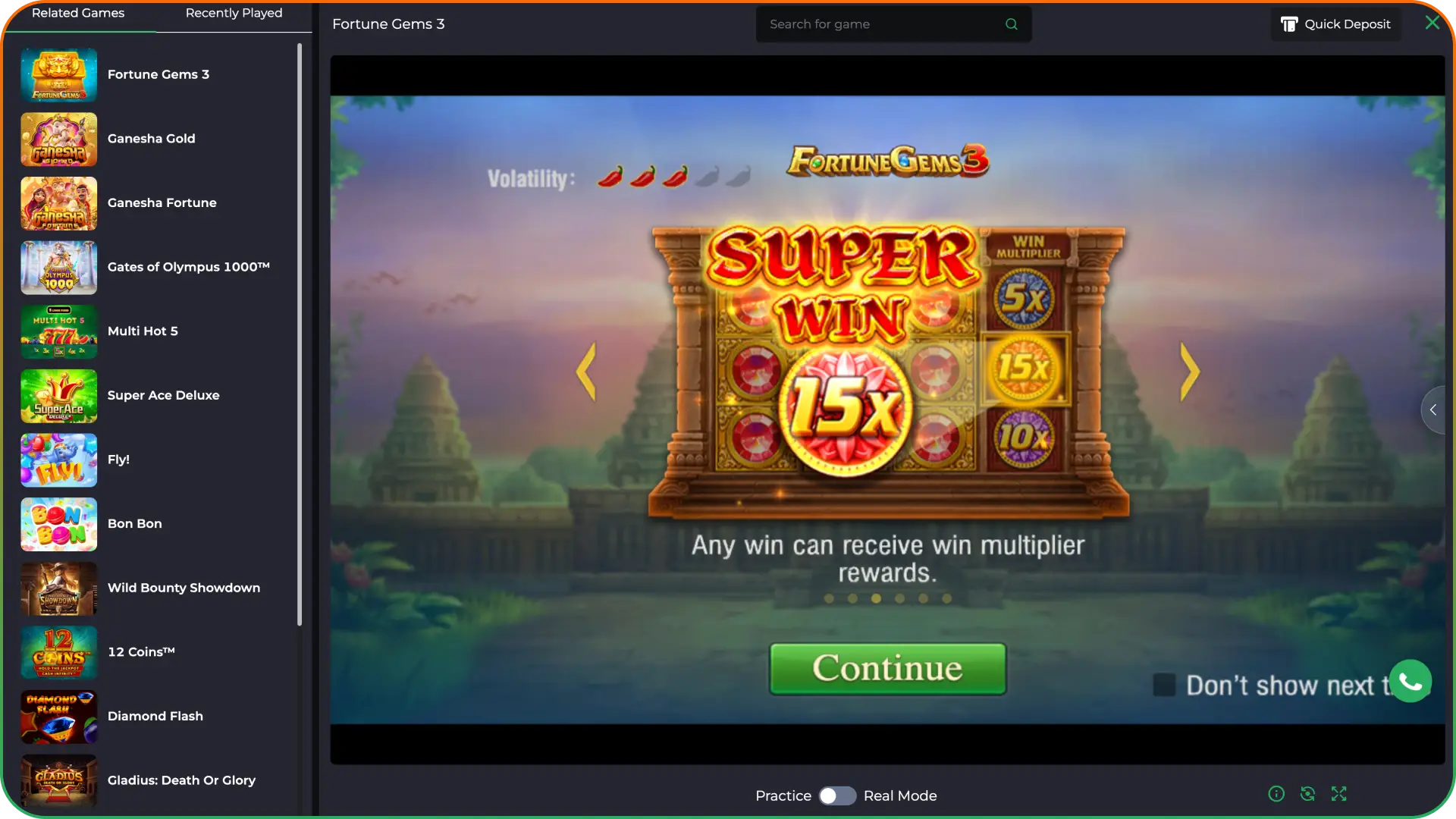 Launch the game and start spinning at 9winz casino.