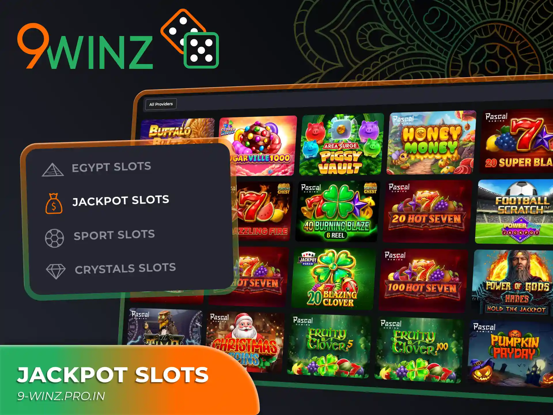 Take a chance to win big jackpot playing 9winz slots.