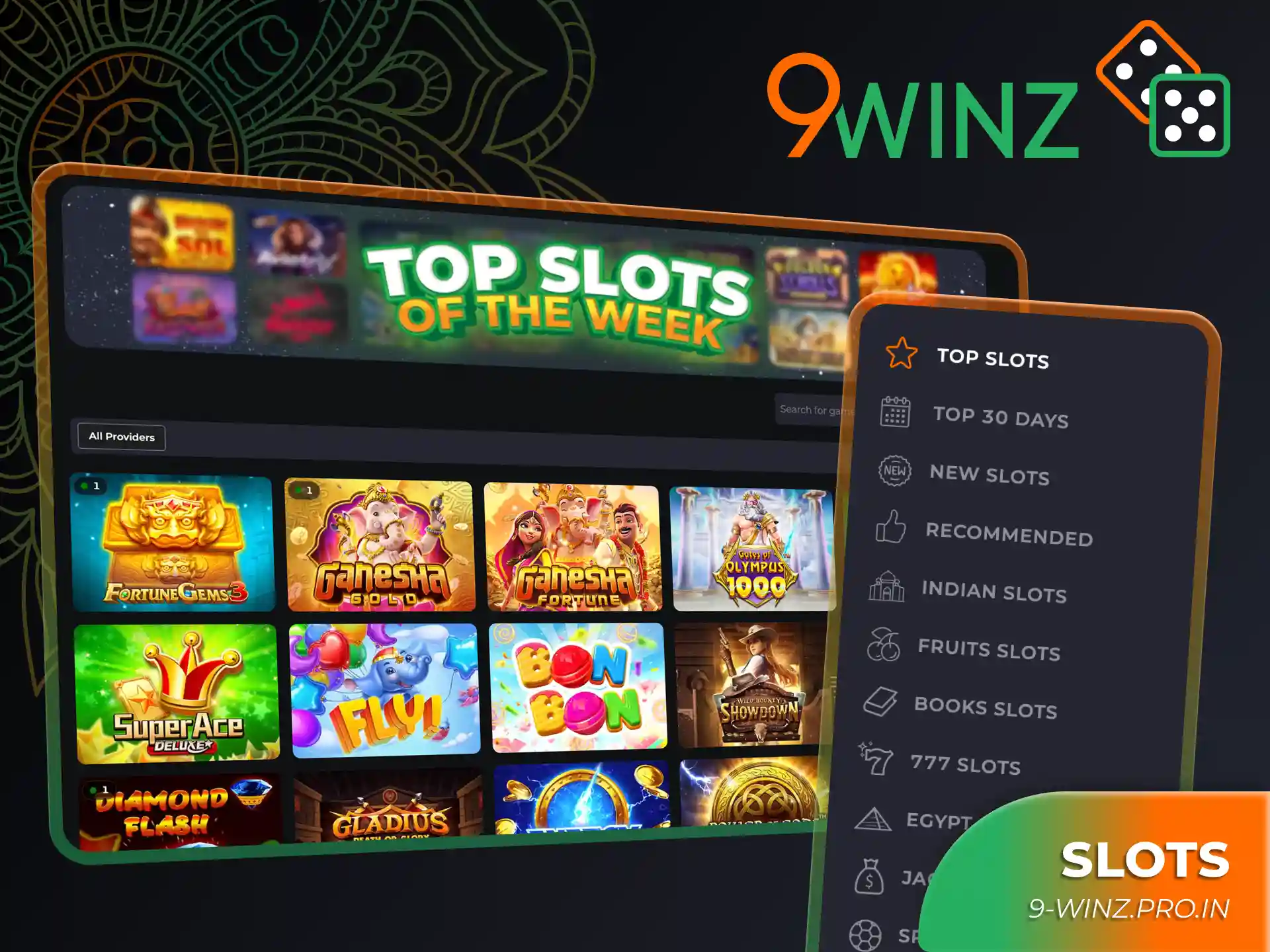 9winz casino platform offers you a wide variety of slot games.