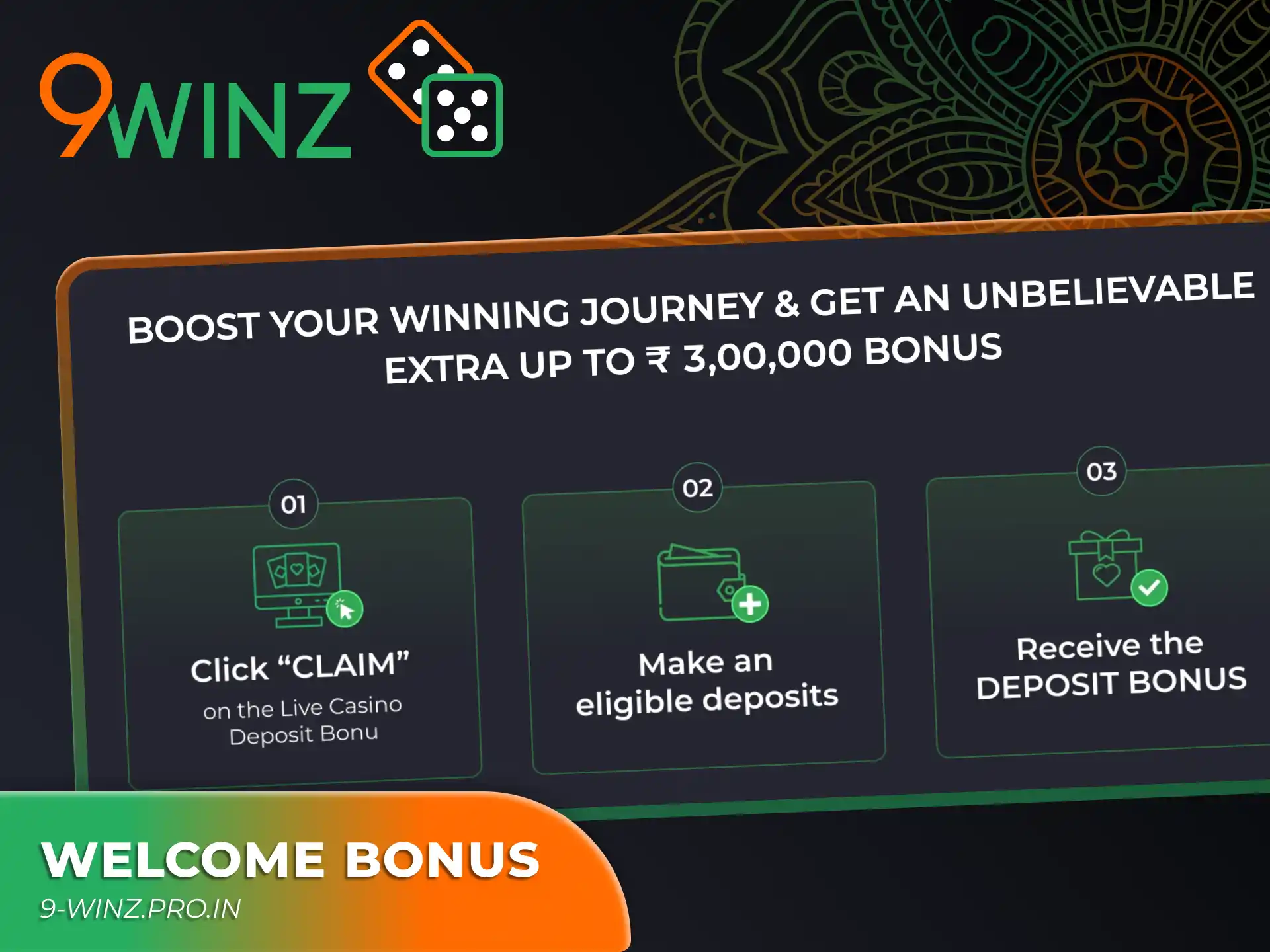 Activate 9winz welcome bonus for slots to enhance your winnings.